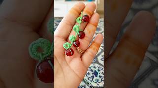 Beautiful Crochet Design 🌺forbiginners easycrochet viralshorts keychain earings cherrydesign🍒 [upl. by Lesnah]