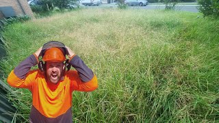 Mowing The WORST Overgrown Lawn Ive Cut In YEARS [upl. by Schell]