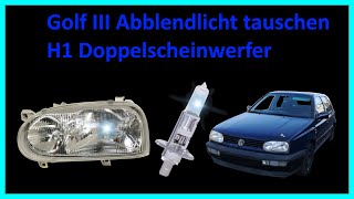 Golf III Abblendlicht tauschen Doppelscheinwerfer H1 [upl. by Ycrep579]