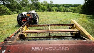 Mowing the STEEPEST Hay Field Ive Ever Cut [upl. by Togram]