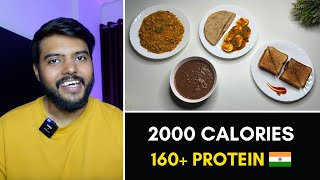 Easy 2000 Calorie Diet for Collegehostel Students  4 Meals  160gms Protein  🇮🇳 [upl. by Thordis]