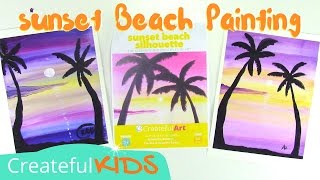 How To Paint a Sunset with Palm Trees Art Lesson for Kids [upl. by Aman]