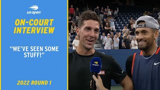 KyrgiosKokkinakis OnCourt Interview  2022 US Open Round 1 [upl. by Mllly]