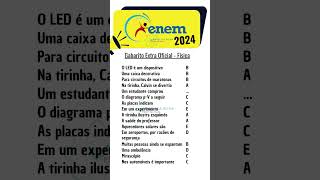 Gabarito Extra Oficial Física ENEM 2024 youtubeshorts [upl. by Ahsratal]