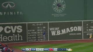 TORBOS Saunders leaps for catch at Green Monster [upl. by Assiral]