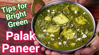 Restaurant Style Palak Paneer Curry  5 Basic Tips to Get Dark Green Colored Creamy Palak Paneer [upl. by Yrelav]