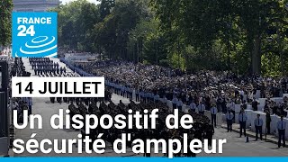 14 juillet  un dispositif de sécurité dampleur sur lavenue Foch pour le défilé • FRANCE 24 [upl. by Elbert]