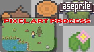 Pixel Art Timelapse Natural Tiles  Trees Lily Pads amp More [upl. by Milak]