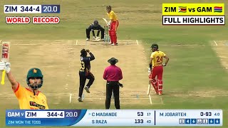 Zimbabwe 344 Runs Highlights  Zimbabwe 344 Runs vs Gambia  Zimbabwe vs Gambia T20 Highlights 2024 [upl. by Cheyney]