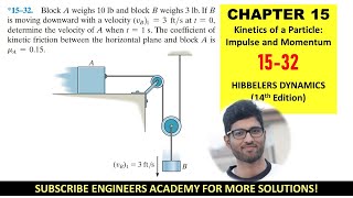 1532 Kinetics of Particle Impulse and Momentum Chapter 15 Hibbeler Dynamics Engineers Academy [upl. by Aerdnna]