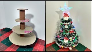 arbol de navidad hecho con carton reciclado  hacer una arbolito de navidad con material reciclado [upl. by Eanahs]