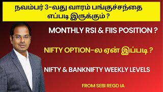 நவம்பர் 3வது வாரம் பங்குச்சந்தை எப்படி இருக்கும்  Nifty amp Banknifty weekly levels  Monthly RSI [upl. by Serica232]