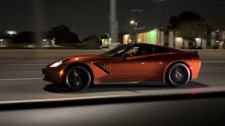 2 c7 corvettes vs stock 50 mustang ford c7corvette chevy youtube youtuber youtubeshorts [upl. by Keldah]