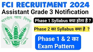 fci ag 3 vacancy 2024  fci ag 3 exam pattern  fci syllabus  food corporation of india recruitment [upl. by Nwahsaj]