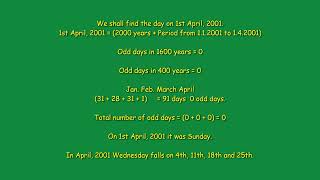 On what dates of April 2001 did Wednesday fall [upl. by Delphina]