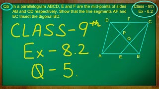 Class  9th  Quadrilaterals  Ex 82 Q no 5 solved ncert [upl. by Leroy621]