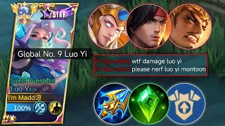 HARD MATCH GLOBAL LUO YI SOLO RANK IN MYTHICAL HONOR VS META HEROES  BEST BUILD LUO YI 2024  MLBB [upl. by Avrom]