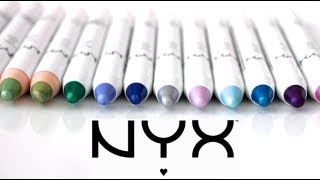 NYX Jumbo Eye Pencil Swatches 24 colors [upl. by Miltie]