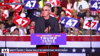 🇺🇸 NFL Packers legend Brett Favre endorses Donald Trump at rally in Green Bay Wisconsin [upl. by Hadria]