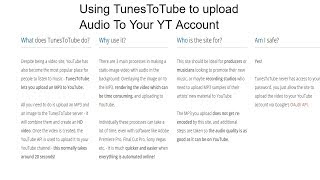 How to use TunesToTubecom to upload mp3 to YouTube [upl. by Valentia]