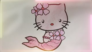 Draw and color the image of a mermaid with a cat face [upl. by Hpsoj]