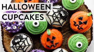 Decorated Halloween Cupcakes  Sallys Baking Recipes [upl. by Rebmeced]