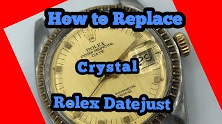 How to replace a crystal Rolex 1601 1505 160131500 [upl. by Einobe779]