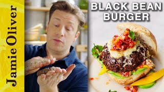 Black Bean Burger  Jamie Olivers MeatFree Meals [upl. by Airlie160]