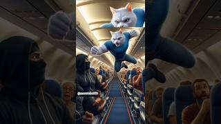 White cat saved 😲 from thief in plane✈️shortfeed shorts cat ai funny [upl. by Ardnikat]