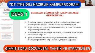 YDT YKS DİL HAZIRLIK KAMPI DERS 1  YDT TAKTİK VE STRATEJİLERİ  YDT SORU ÇÖZÜMÜ [upl. by Tews]