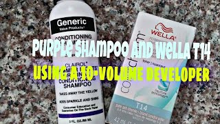 toning with Wella T14 amp purple shampoo using both at the same time [upl. by Angelico979]