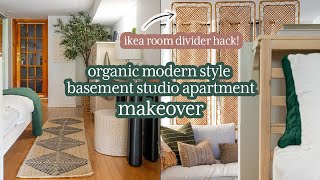 Dark Basement Studio Apartment Makeover RenterFriendly [upl. by Nnad]