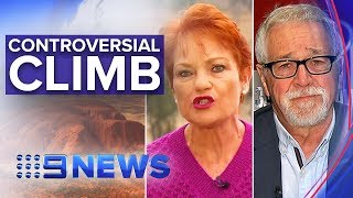 Pauline Hanson and Neil Mitchell clash over her controversial Uluru climb  Nine News Australia [upl. by Pietro165]