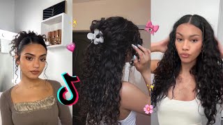 Easy and cute hairstyles for curly hair🎀 ￼ [upl. by Suoicerp]