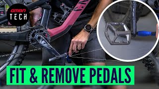 How To Fit amp Remove Pedals From Your Mountain Bike  Basic Bike Maintenance [upl. by Amalberga]