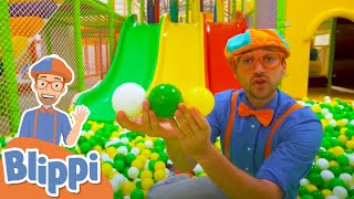 Blippi Visits Jumping Beans Indoor Playground For Toddlers  Educational Videos For Kids [upl. by Yecies]