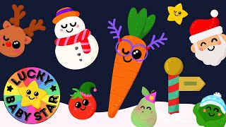 Dancing Fruits amp Veggies Go To The North Pole🎄 Sensory Fruit Party for Babies [upl. by Tezzil]