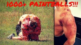 SHOT WITH 1000 PAINTBALLS IN SLOW MOTION  Bodybuilder VS Paintball Guns  Crazy Challenge Fail [upl. by Llerraj]