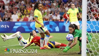 Brazil stuns Spain in 42 win advances to gold medal match  Paris Olympics  NBC Sports [upl. by Annoid]