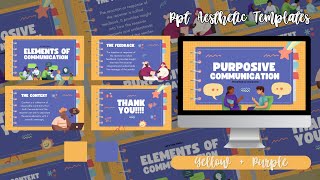 5 PPT Aesthetic Editable Templates  w topic Elements of Communication  FREE TEMPLATE [upl. by Esiouqrut]