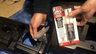 Fixing a destroyed cracked bumper with JB Weld Plastic Bonder how to and review jbweld [upl. by Ahseuqal]