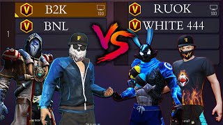 WHITE 444 RUOK FF VS B2K BNL  ONE TAP KINGS VS AWM LEGENDS [upl. by Lletnohs]