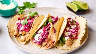 Chicken Tacos with Cilantro Lime Slaw [upl. by Eberle]