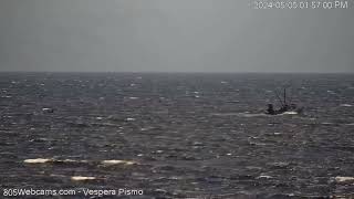 Pismo Beach 805 Webcams  Two Boats Rough Windy Weather [upl. by Enelad]