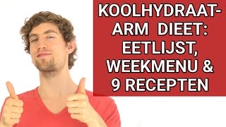 Koolhydraatarm Dieet Info Eetlijst Weekmenu amp 9 Recepten [upl. by Acyssej]