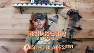 Resharpening a Broadhead with Twisted Blades  Toulou Broadhead Co [upl. by Fritzie]