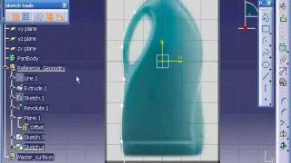 Catia V5 tutorial  Modeling a detergent bottle  Part 110 [upl. by Anilegna]