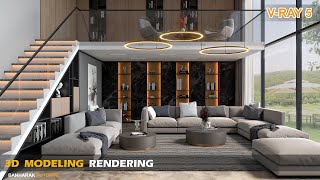 Vray 5 Sketchup interior  Realistic Render Settings  Living room 17 [upl. by Elamaj]