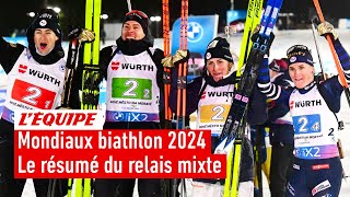 Mondiaux Biathlon 2024  La France championne du monde du relais mixte à Nove Mesto [upl. by Enelam]