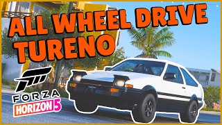 FORZA HORIZON 5  FASTEST AWD Toyota AE86 Tureno Drag BuildTune [upl. by Jerome]